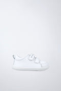Zapato Garvalín respetuoso en blanco con cierre de contacto y estabilidad y flexibilidad.