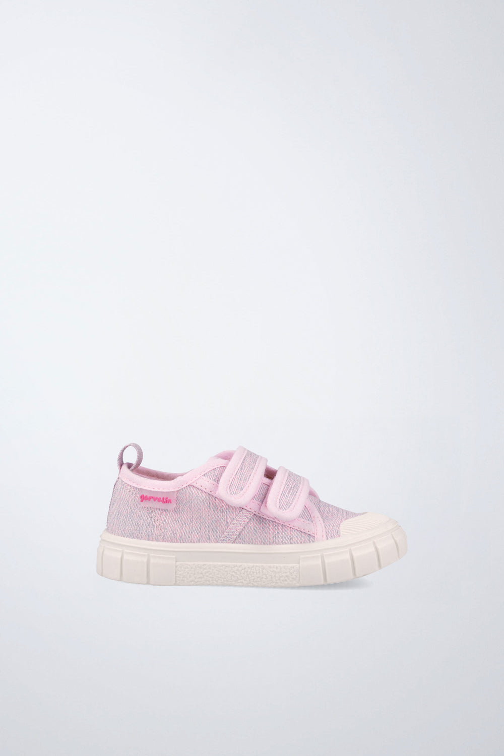 Zapatos escolares Garvalín barefoot en rosa con cierre de contacto y estabilidad y flexibilidad.