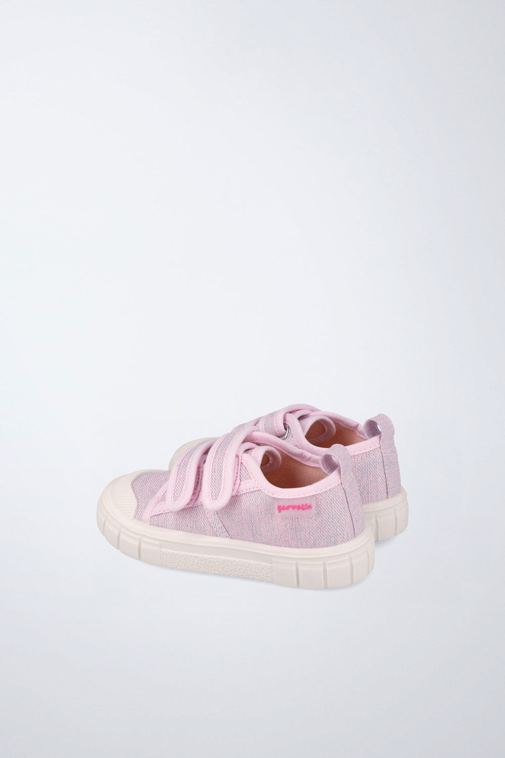 Zapatos escolares Garvalín barefoot en rosa con cierre de contacto y estabilidad y flexibilidad.