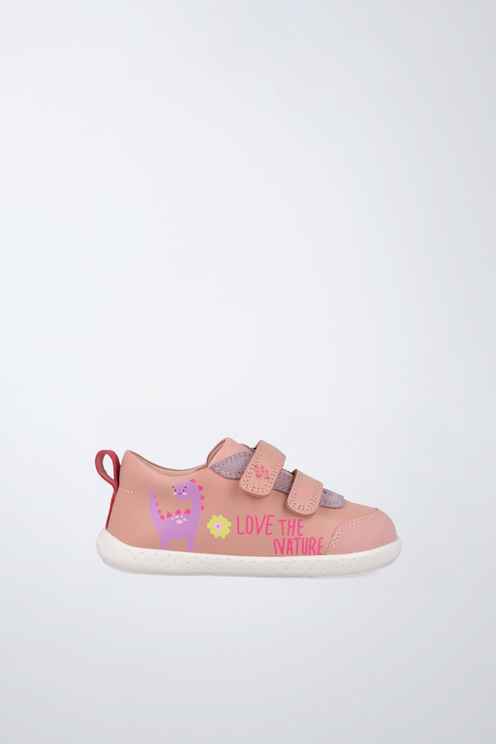 Zapatilla infantil Garvalín barefoot en rosa pálido con cierre de contacto y desarrollo saludable del pie.