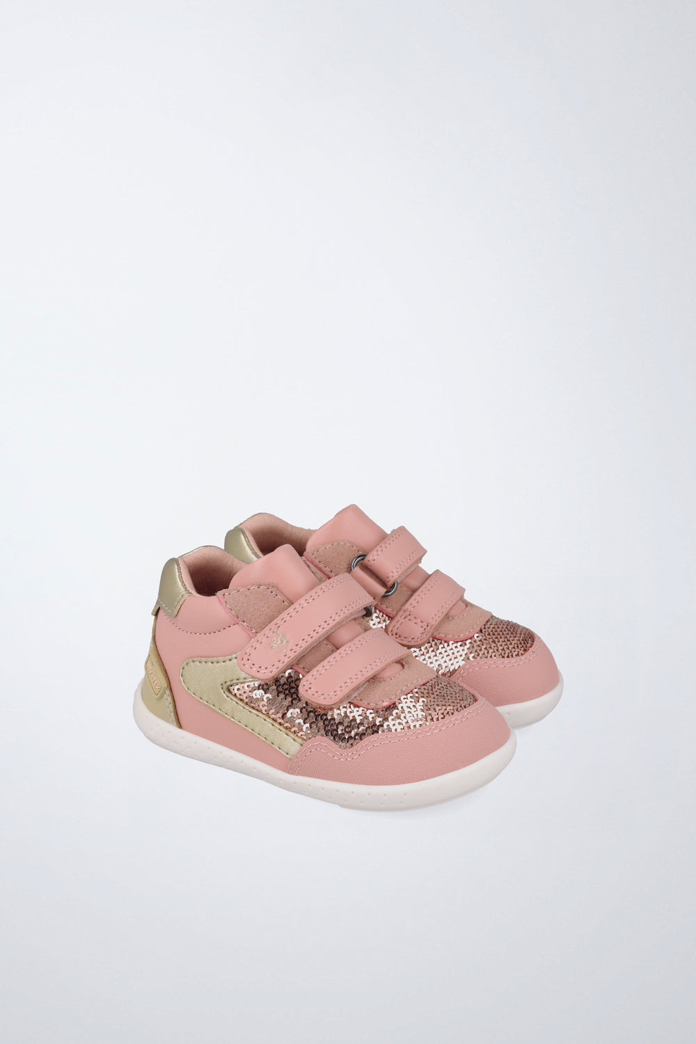 Barefoot Garvalín high-top shoe in pink and beige with an adjustable fastening and healthy foot development.