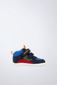 Barefoot boots in navy and red
