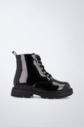 Zapato infantil Garvalín respetuoso en negro y gris con cremallera y estabilidad y flexibilidad.