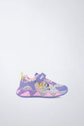 Zapatos infantiles Garvalín respetuoso en lila con cordones y cierre de contacto y puntera reforzada.
