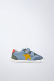 Zapatilla barefoot en azul y amarillo