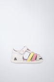 Sandalia barefoot en blanco y rosa