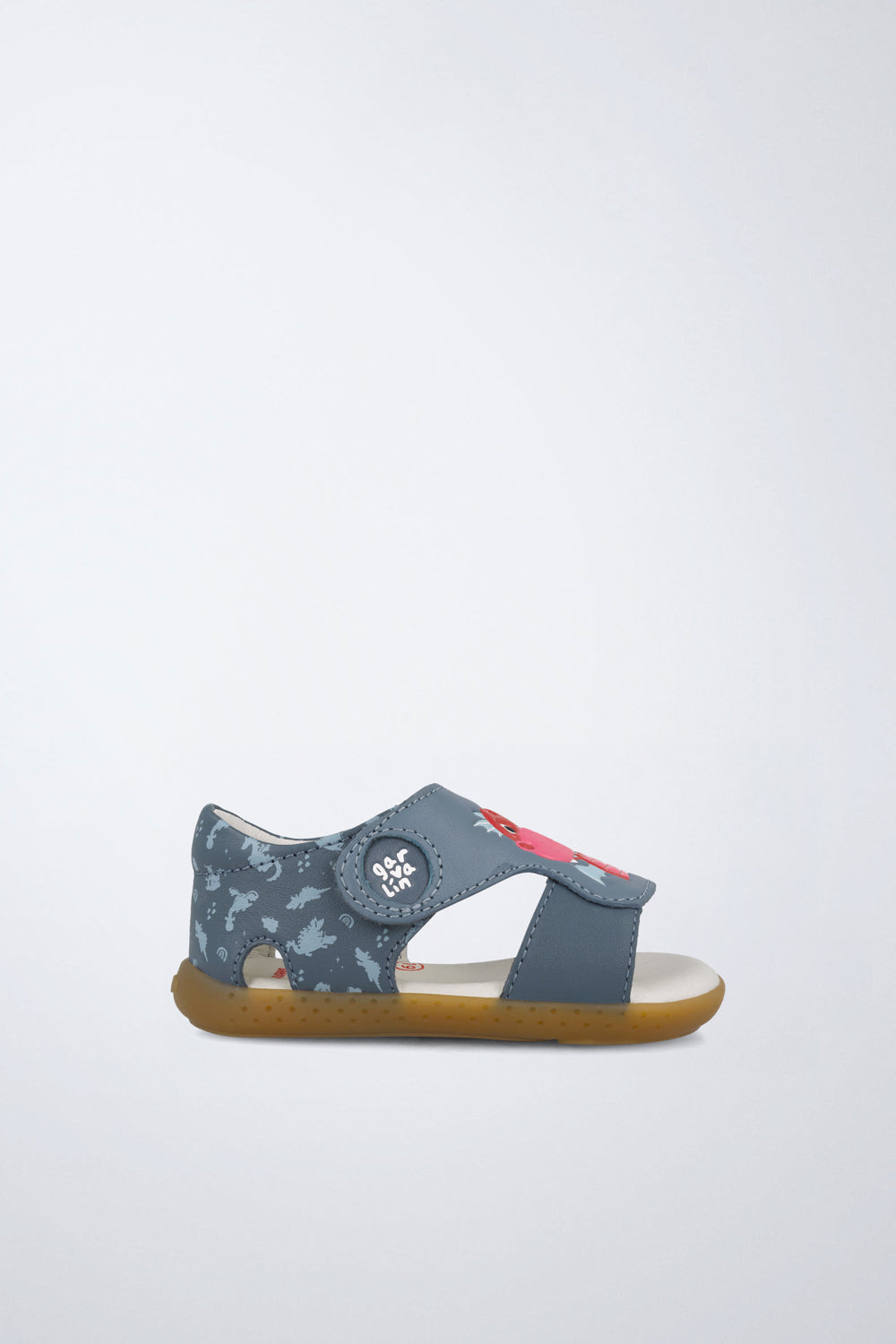 Sandalia infantil Garvalín barefoot en azul con cierre de contacto y desarrollo saludable del pie.