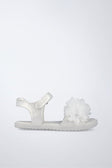 Sandalia Gala barefoot de piel y textil flexible en blanco
