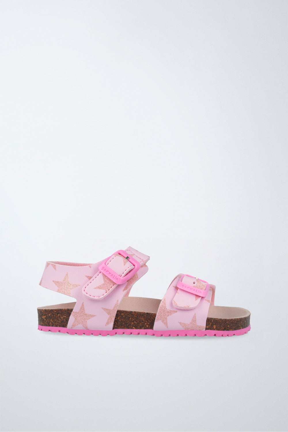 Zapato Garvalín respetuoso en rosa y fucsia con cierre de hebilla y suela flexible.
