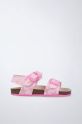 Zapato Garvalín respetuoso en rosa y fucsia con cierre de hebilla y suela flexible.
