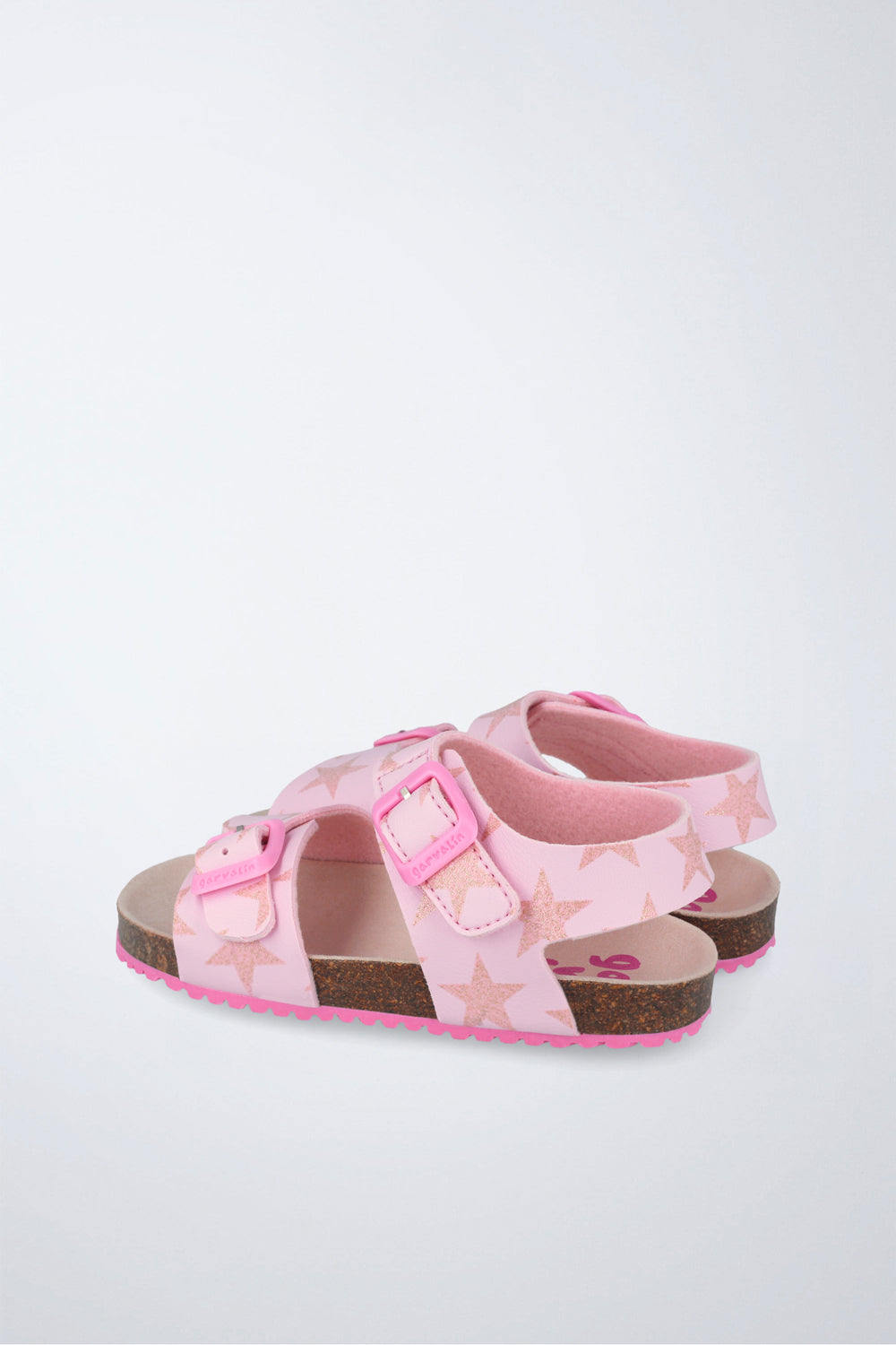 Zapato Garvalín respetuoso en rosa y fucsia con cierre de hebilla y suela flexible.