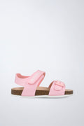 Zapato Garvalín respetuoso en rosa y marrón con cierre de hebilla y estabilidad y flexibilidad.