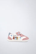 Zapatos escolares Garvalín barefoot en blanco y rosa con cierre de contacto y desarrollo saludable del pie.