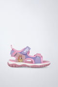 Sandalia infantil Garvalín respetuosa en rosa con cierre de contacto y diseño ergonómico.