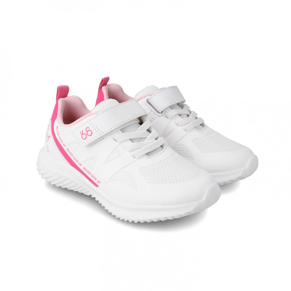 Zapatillas infantiles blancas y rosas 231830-F