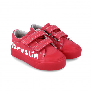 Red canvas sneakers for boy...