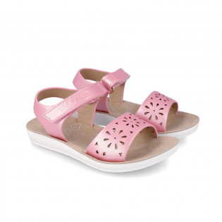 Metallic pink sandals for...